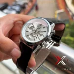 TAG Heuer Carrera Chrono Tri-Compax black belt silver case white dial Watch - Image 6