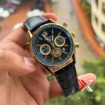 TAG Heuer Carrera Chrono black Leather black dial gold tone Watch - Image 6