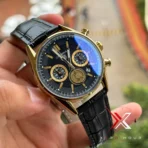 TAG Heuer Carrera Chrono black Leather black dial gold tone Watch - Image 2