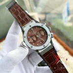Hublot Classic Fusion Chronograph brown Leather brown dial silver case Watch - Image 4