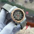 Hublot Classic Fusion Skeleton grey Strap silver case Watch - Image 2