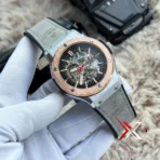 Hublot Classic Fusion Skeleton grey Strap silver case Watch - Image 5
