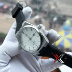 Tissot PRX Powermatic 80 black Strap waffle white dial Watch - Image 8
