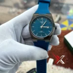 Tissot PRX Powermatic 80 blue Strap waffle blue dial black body Watch - Image 6