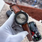 Fossil Date Just Octa shape Brown leather grey dial watch - Image 7