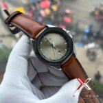 Fossil Date Just Octa shape Brown leather grey dial watch - Image 4
