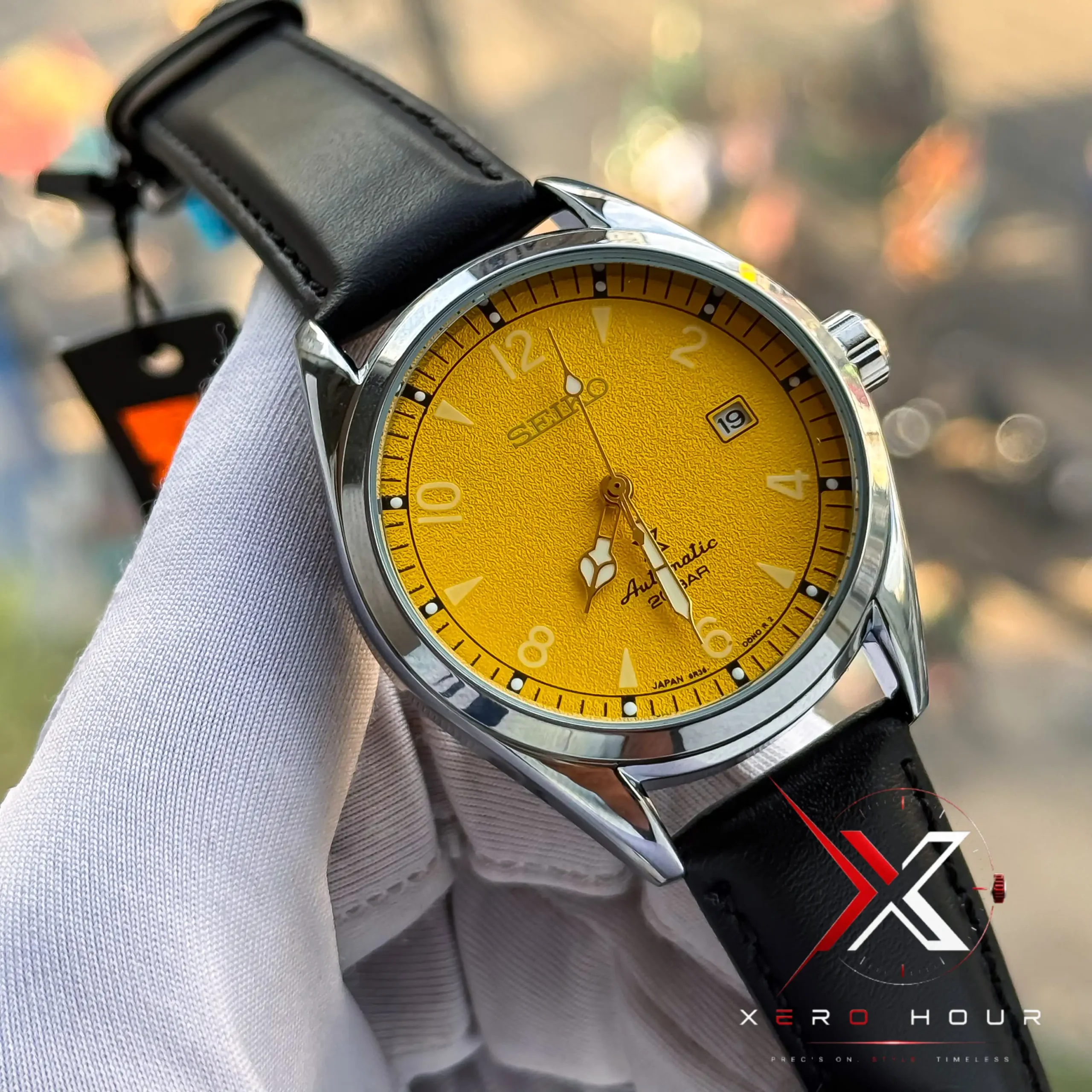 IMG_2750_result Seiko Prospex Alpinist Automatic black Leather yellow dial Watch - Image 1