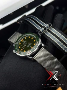 Omega 007 Jmaes Bond Edition Mesh Strap Green dial Watch free nato strap - Image 4