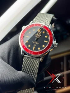 Omega 007 Jmaes Bond Edition Mesh Strap black dial red bezel Watch free nato strap - Image 3