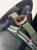 Omega 007 Jmaes Bond Edition Mesh Strap black dial red bezel Watch free nato strap - Image 2