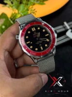 Omega 007 Jmaes Bond Edition Mesh Strap black dial red bezel Watch free nato strap - Image 8