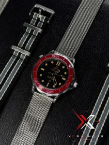 Omega 007 Jmaes Bond Edition Mesh Strap black dial red bezel Watch free nato strap - Image 7