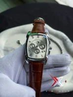 Patek Inspired Square Shape Chronograph Watch – Premium Design | 2A ( Brown White )