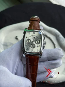 Patek Inspired Square Shape Chronograph Watch – Premium Design | 2A ( Brown White )