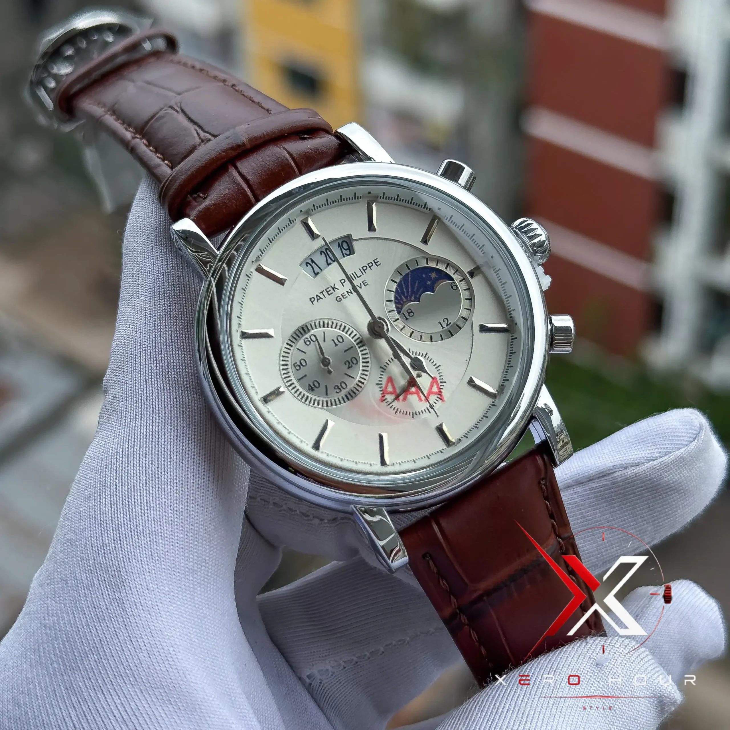 IMG_7544_result Patek Inspired Plain Chronograph Watch – Premium Design | 2A ( Brown Silver ) - Image 1