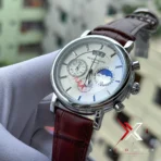 Patek Inspired Plain Chronograph Watch – Premium Design | 2A ( Brown Silver ) - Image 3