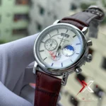 Patek Inspired Plain Chronograph Watch – Premium Design | 2A ( Brown Silver ) - Image 3