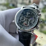 Patek Philippe Moon Phase Chrono black Leather black dial Watch - Image 3