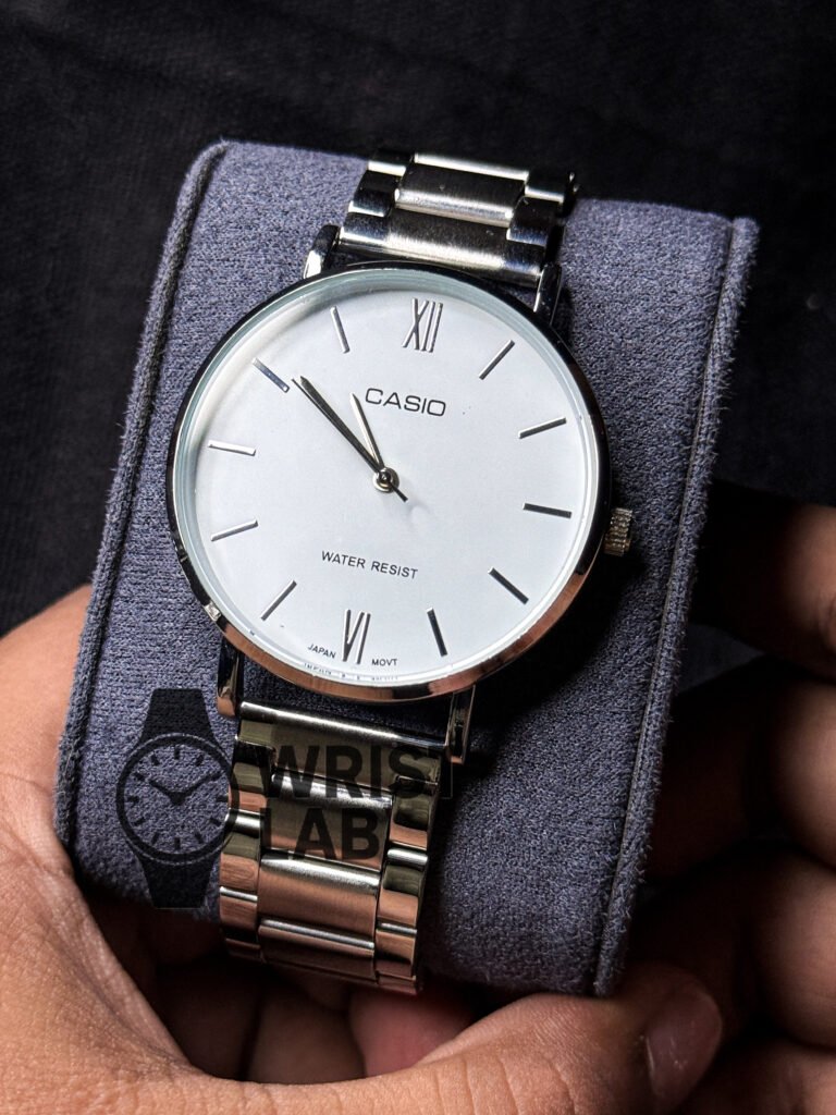 Casio Style Classic Linear Silver Chain White Dial