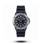 Casio-style Oceantrail Deepwave watch with silver bezel, black dial and black strap
