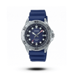 Casio-style Oceantrail Deepwave watch with silver bezel, deep blue dial and deep blue strap