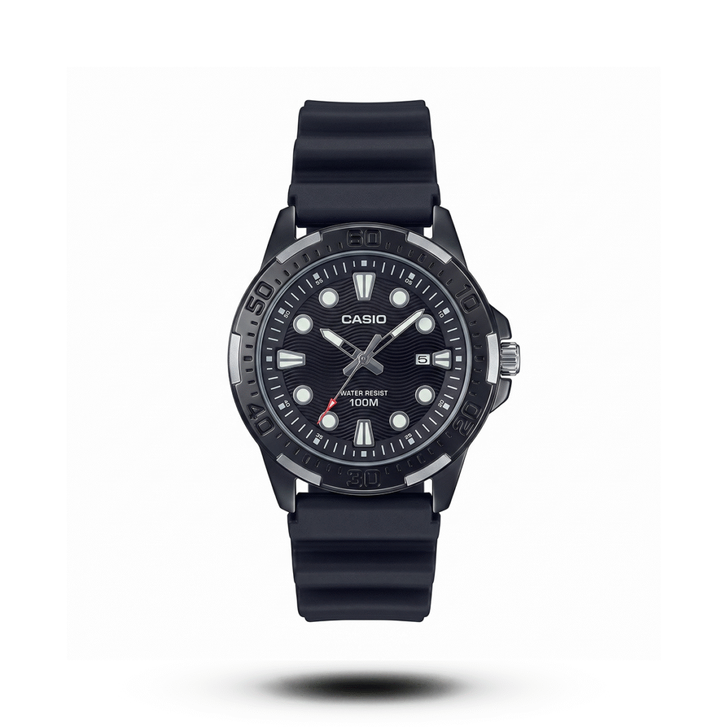 Casio-style Oceantrail Deepwave watch with black bezel, black dial and black strap