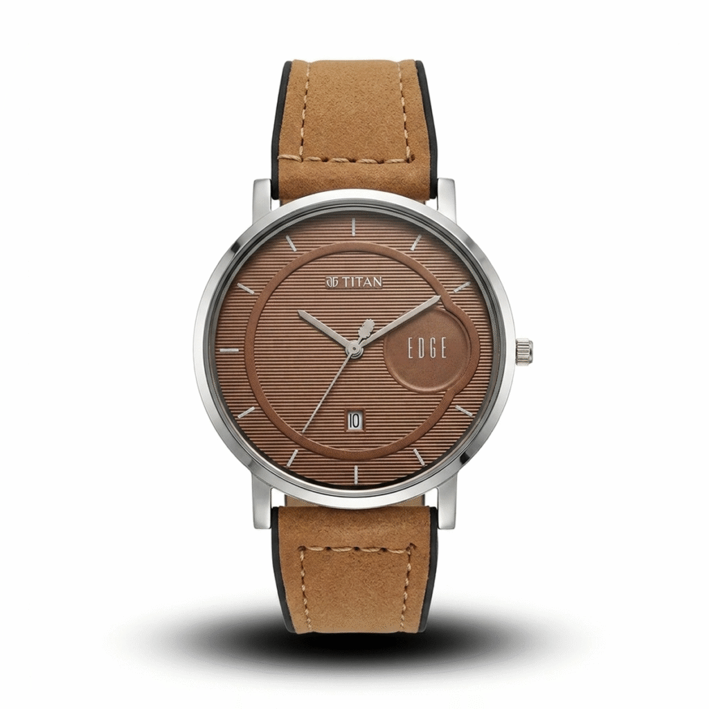 Titan Edge Slim Brown Dial Brown Belt Watch