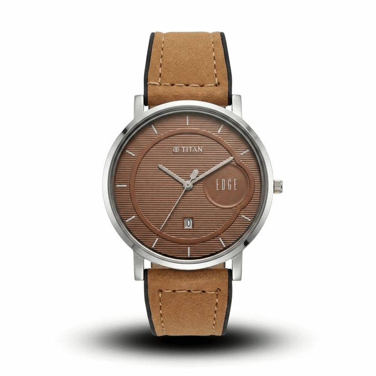 Titan Edge Slim Brown Dial Brown Belt Watch