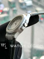 Patek Philippe Nautilus Arabic Dial black Leather white dial Watch - Image 5