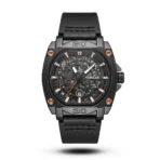 Tubular Mechanical Tonneau Industrial Leather black tone orange nuts Watch