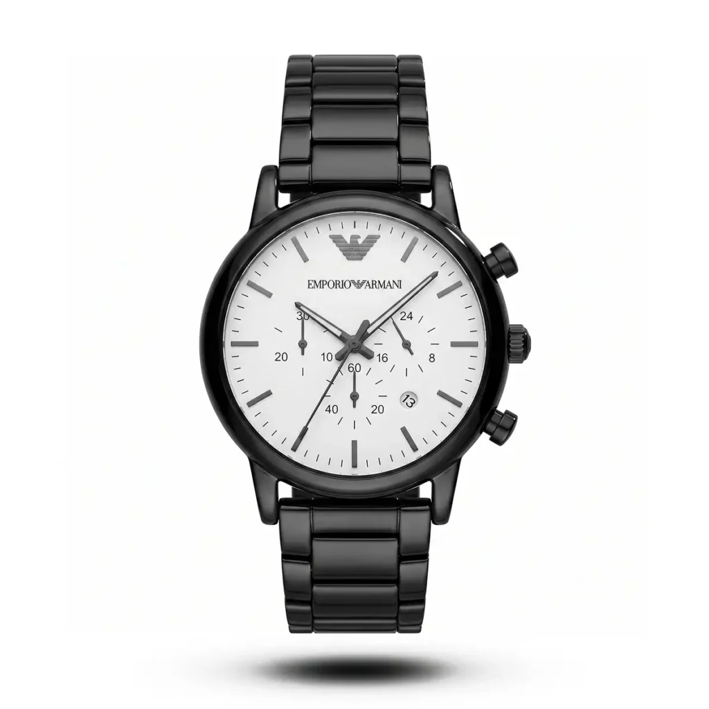 Emporio Armani White Dial Black Ion-Plated case Watch | AA Grade Inspired