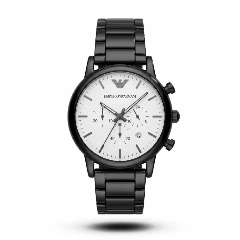 Emporio Armani White Dial Black Ion-Plated case Watch | AA Grade Inspired