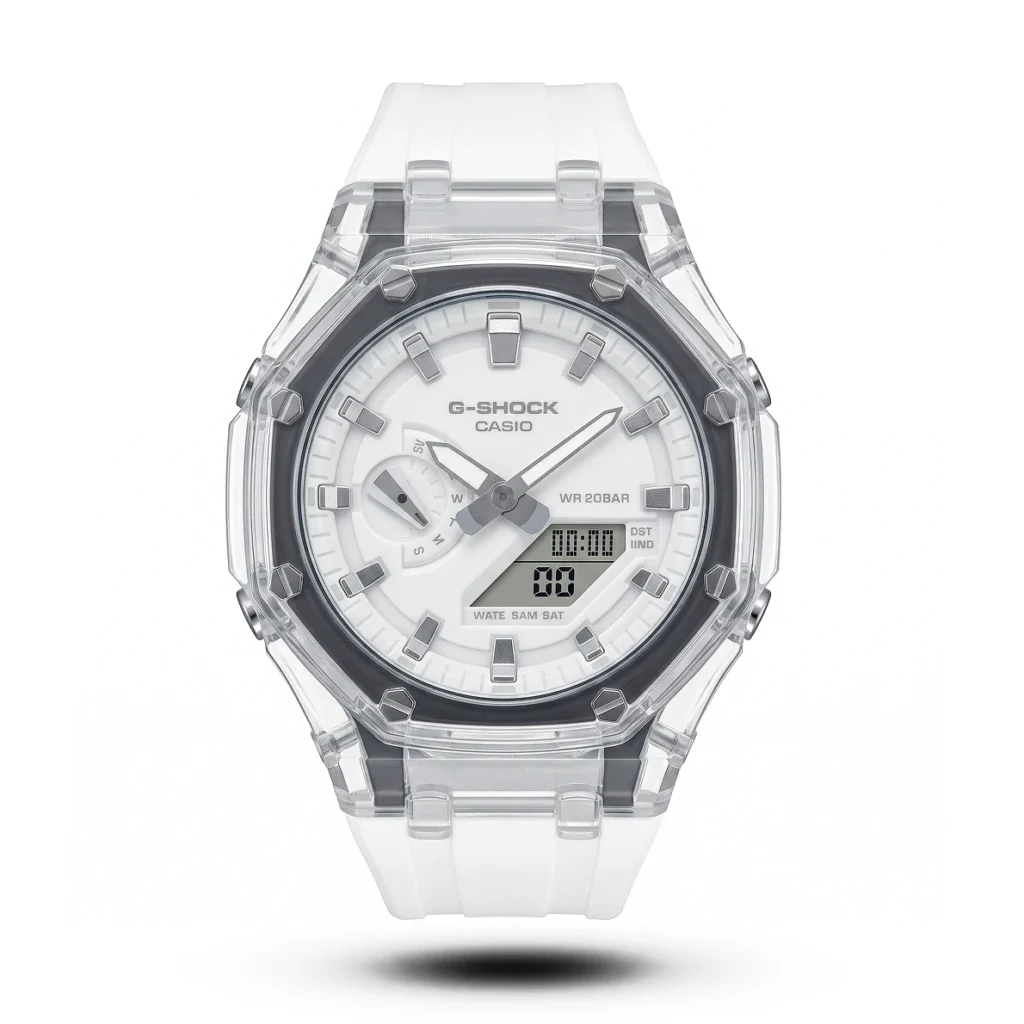 G-Shock GA-2100 Transparent Case white Strap white dial Watch | AA Grade Inspired