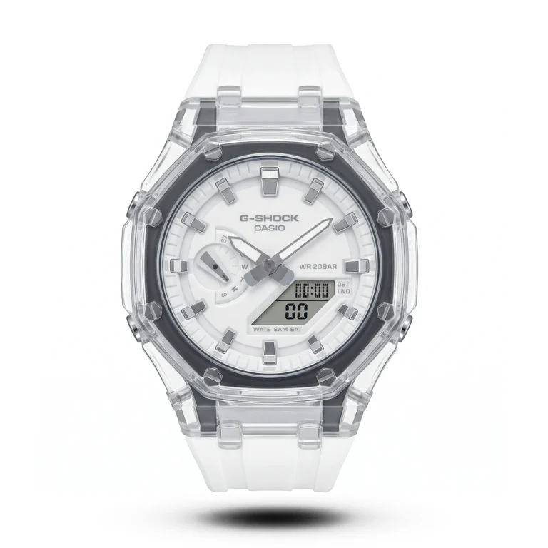G-Shock GA-2100 Transparent Case white Strap white dial Watch | AA Grade Inspired