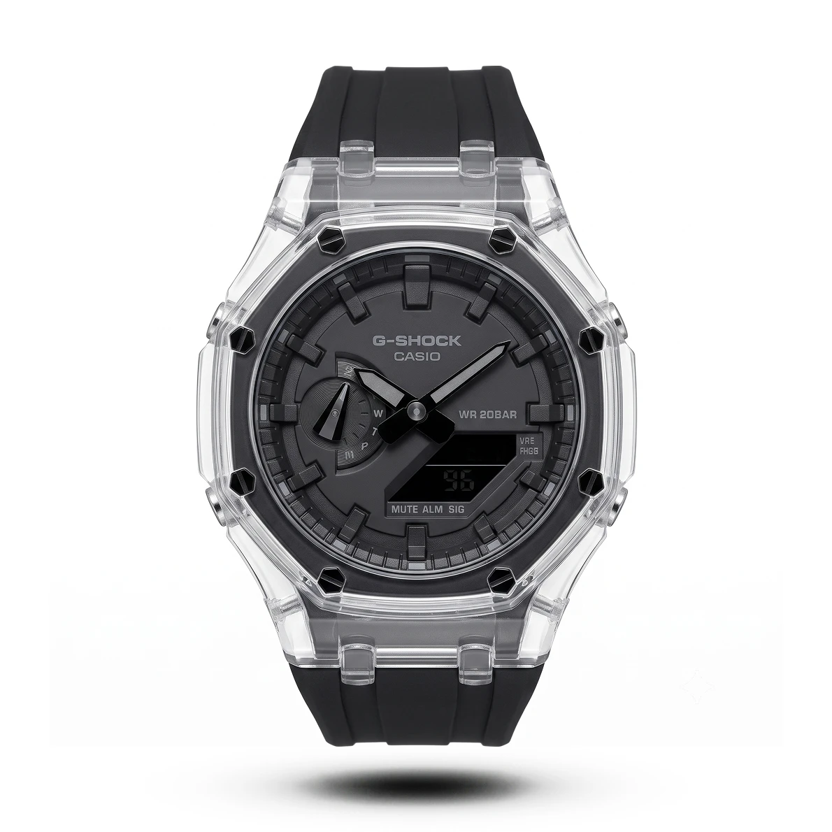 product-07a4c0c7-6e02-4ef1-81cc-75a5ff846e03.webp G-Shock GA-2100 Transparent Case black dial black strap Watch | AA Grade Inspired