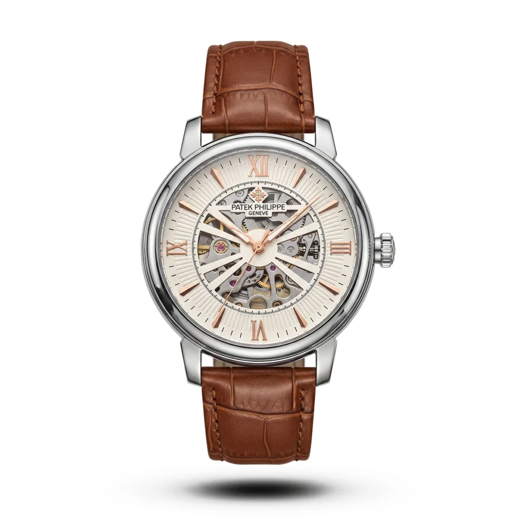 Patek Philippe Skeleton Roman brown Leather silver tone Watch | AA Grade Inspired