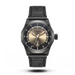 Tubular Industrial Octagonal Horizon Dial black Leather Watch