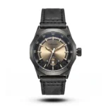 Tubular Industrial Octagonal Horizon Dial black Leather Watch