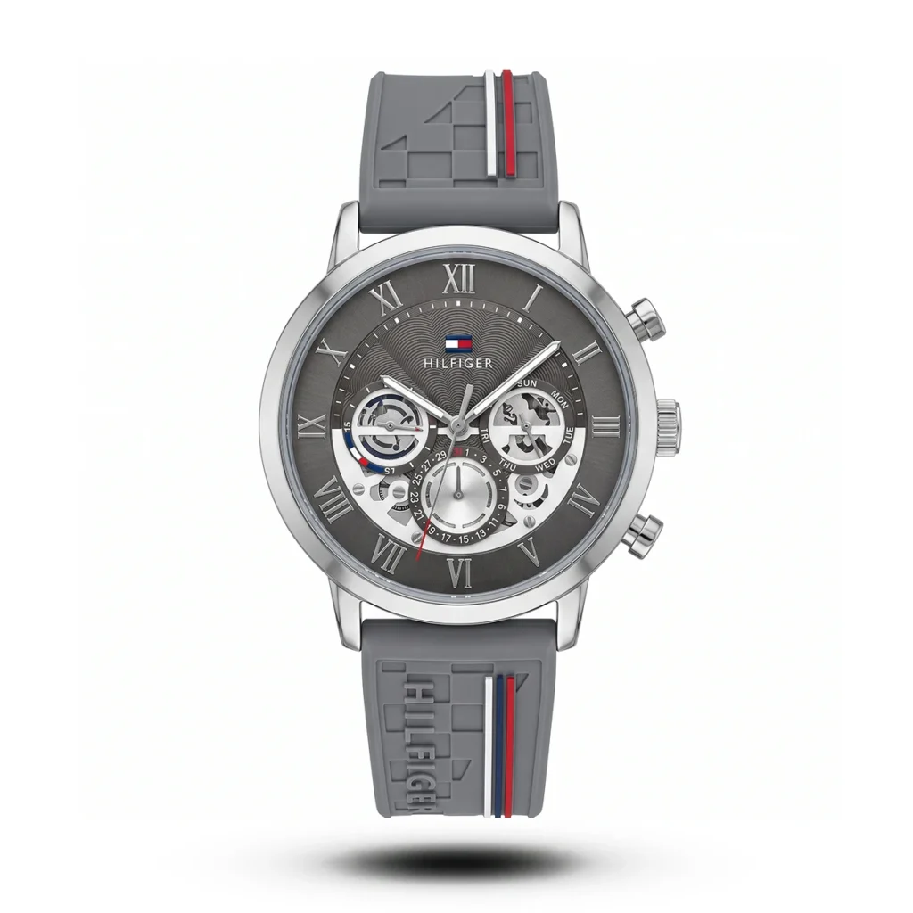 Tommy Hilfiger Multi-Function Skeleton Silicone grey dial Watch | AA Grade Inspired