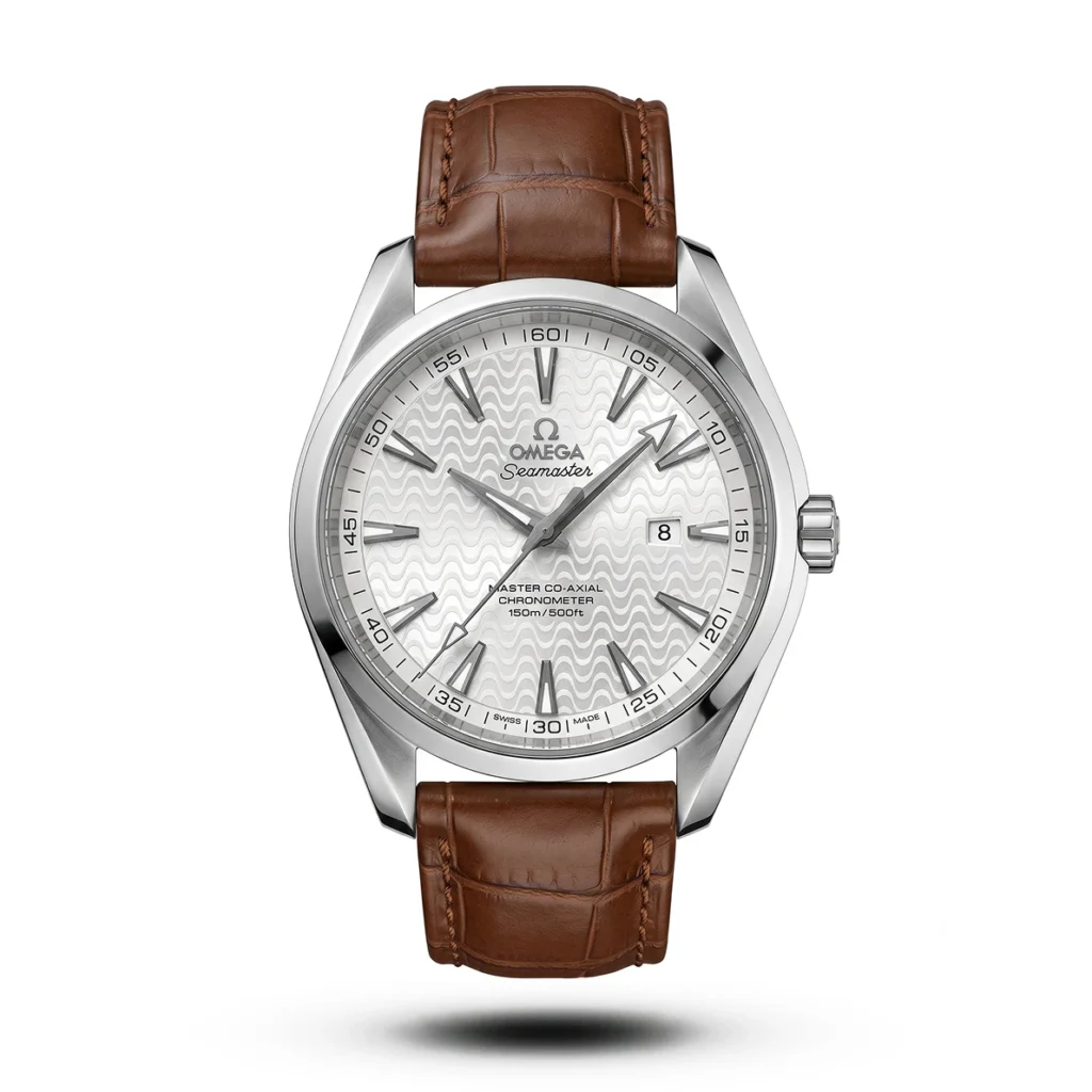 Omega Seamaster Aqua Terra white Wave brown Strap Watch | AA Grade Inspired