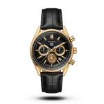 TAG Heuer Carrera Chrono black Leather black dial gold tone Watch | AA Grade Inspired