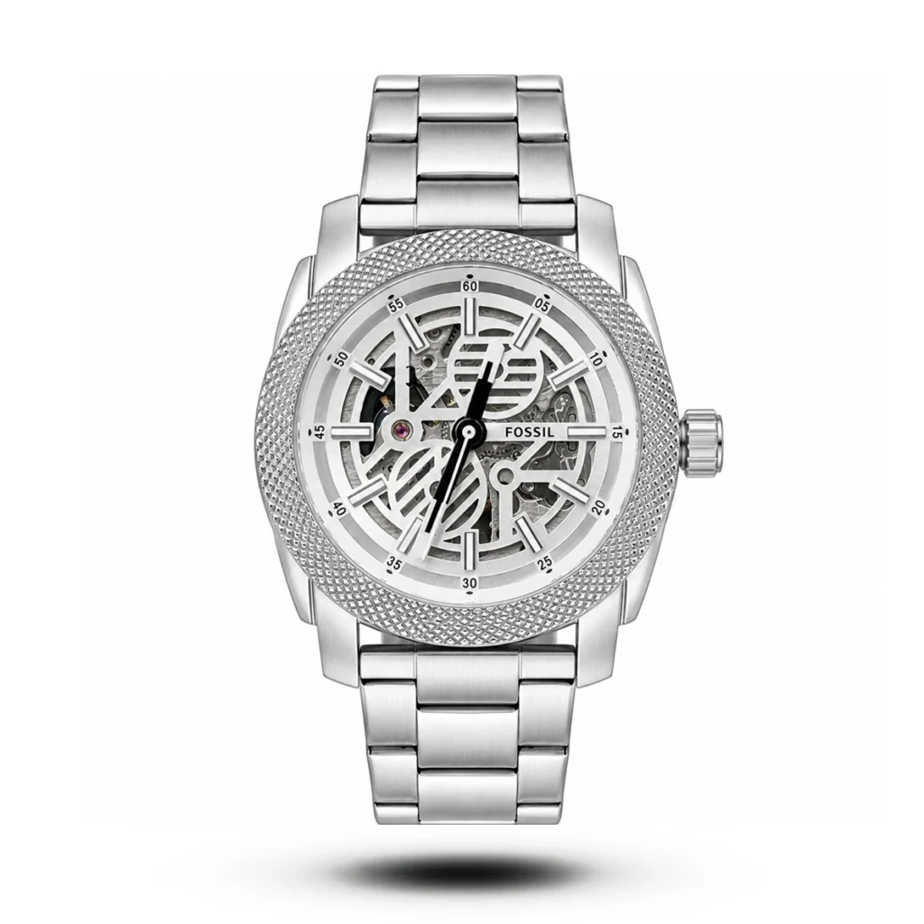 Fossil Machine Skeleton Dial full silver Watch | AA Grade Inspired