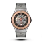 Hublot Classic Fusion Skeleton grey Strap silver case Watch | AA Grade Inspired