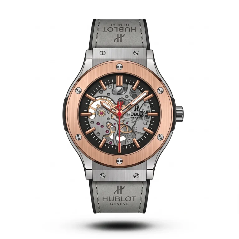 Hublot Classic Fusion Skeleton grey Strap silver case Watch | AA Grade Inspired