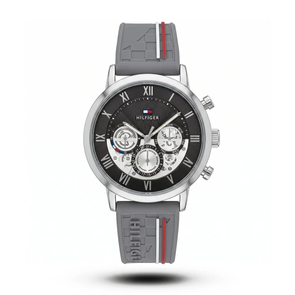Tommy Hilfiger Multi-Function Skeleton Silicone black dial Watch | AA Grade Inspired