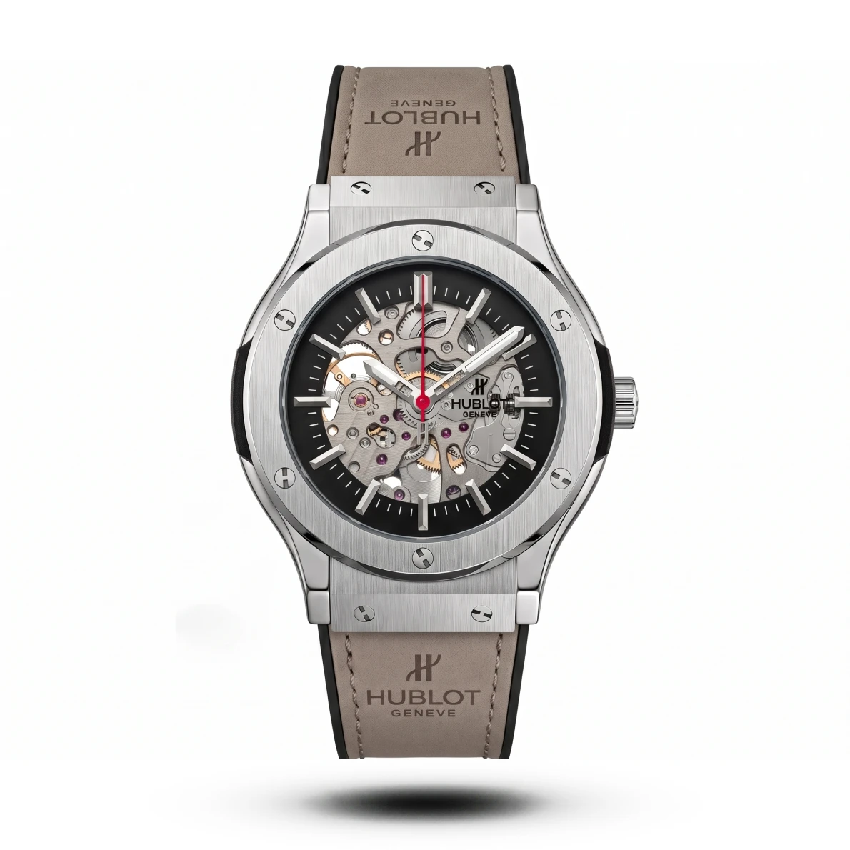 product-419feced-57c5-4c31-b13b-5f7c2d606416.webp Hublot Classic Fusion mustard trap Strap silver case sikver bezel Watch | AA Grade Inspired