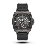 Tubular Mechanical Tonneau Industrial Leather black tone Watch