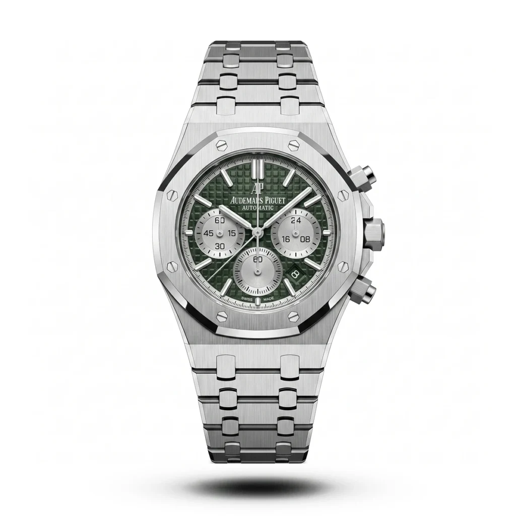 AP Royal Oak Chrono silver tone green dial Watch | AA Grade Inspired