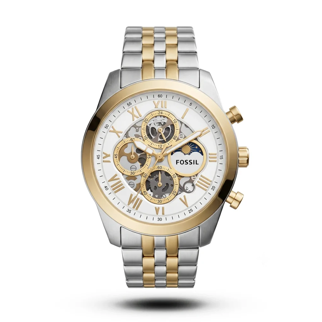 Fossil Grant Skeleton Sun & Moon Two-Tone Alloy Watch | AA Grade Inspired