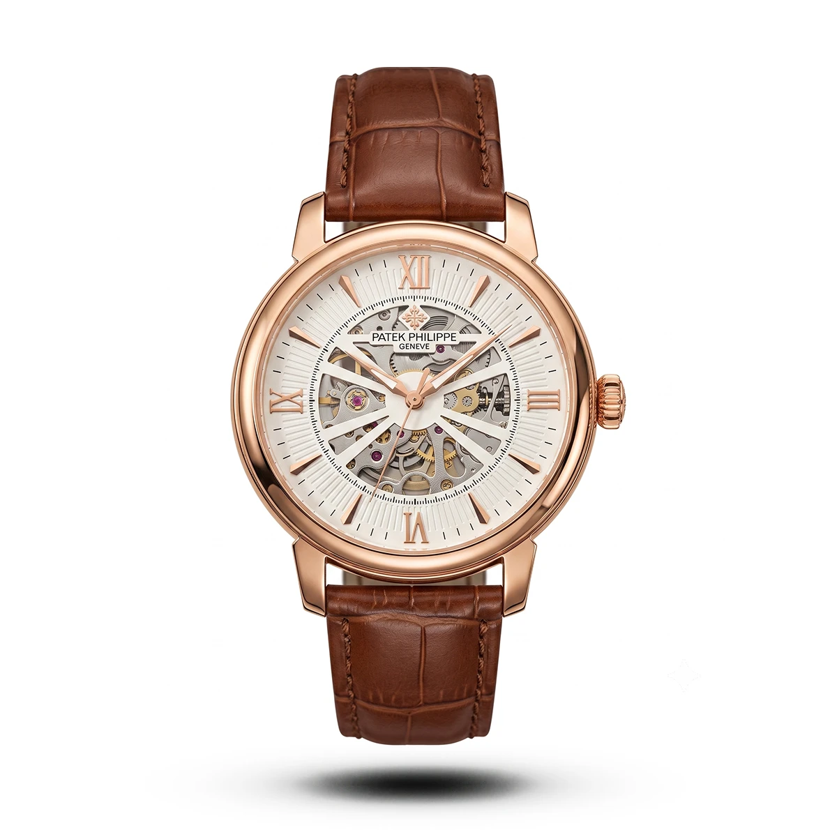 product-4d423c20-9140-4f4f-95b3-5042604ab54d.webp Patek Philippe Skeleton Roman brown Leather rose gold tone Watch | AA Grade Inspired